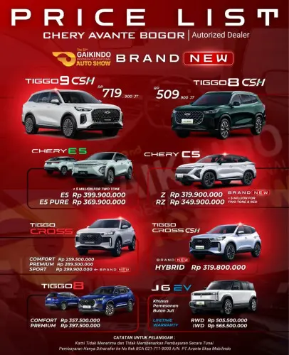 Pricelist Harga Chery kabupatenbandung 2025